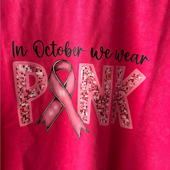 Breast Cancer Awareness Pink Distressed “In October We Wear Pink” T-Shirt - Picture 2 of 11